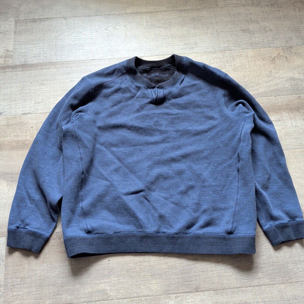 Tommy Bahama Sweater Mens XL Flip Side Black Blue Reversible Pullover Sweatshirt